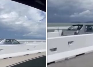 Proton Saga pecut di lorong motosikal, di jambatan kedua Pulau Pinang