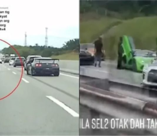 Konvoi kereta ‘kayangan’ sekat jalan tengah lebuhraya, rupanya ini yang berlaku….