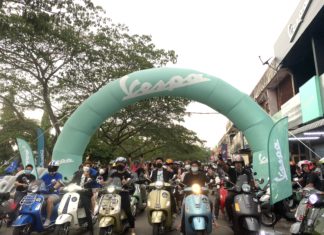 Hampir 150 pemilik Vespa memeriahkan majlis pembukaan bilik pameran Vespa Skudai