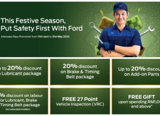 Jimat 20 peratus servis Ford antara 15 April sehingga 31 Mei ini