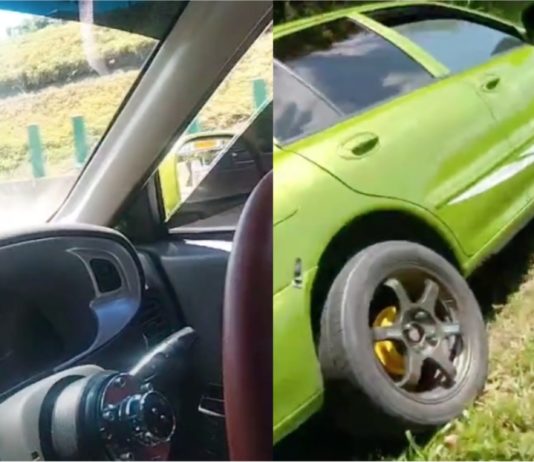 Gurauan cabut stereng ketika pandu, Proton Wira terbabas masuk longkang