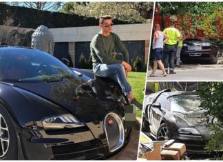 Bugatti Veyron Cristiano Ronaldo rosak rempuh tembok, mujur bukan dia pandu