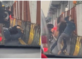 Akibat enggan beri laluan, penunggang dan pemandu bergaduh di jalan raya sesak