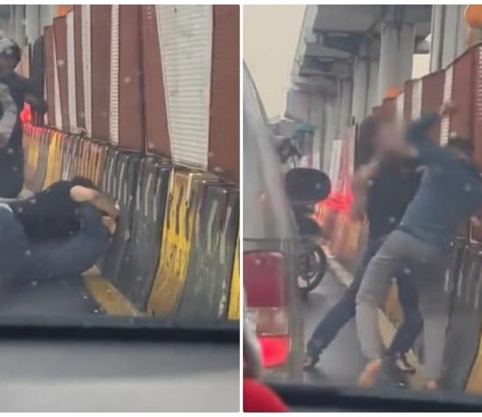 Akibat enggan beri laluan, penunggang dan pemandu bergaduh di jalan raya sesak