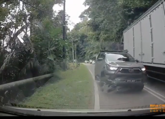 Polis panggil pemandu Hilux potong garisan berkembar di Janda Baik