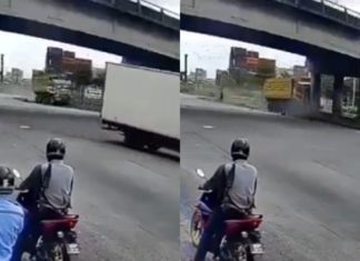 Brek rosak lori langgar tembok konkrit