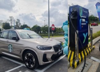 Kini anda boleh cas EV di 17 lokasi pandu lalu Starbucks