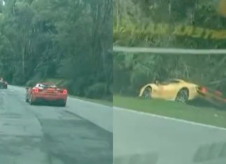 Himpit kereta dan potong garisan berkembar, tindakan konvoi Ferrari Singapura buat netizen geram