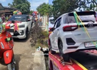 Tular pengantin beri mas kahwin Toyota Raize dan Vespa