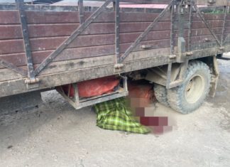 Buruh maut dilanggar lori ketika gulung kanvas