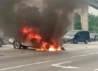 Subaru Forester berpusing langgar lima kereta lain sebelum terbakar