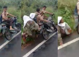 Konvoi motor pelajar sekolah tendang nenek bikin geram netizen