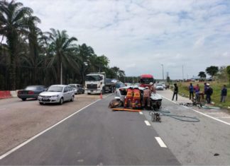 Warga emas maut terlibat nahas tiga kenderaan