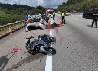 Rider maut langgar kereta berhenti di lorong kecemasan