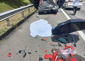 Penunggang motosikal maut rempuh Proton Iriz rosak di lorong kecemasan