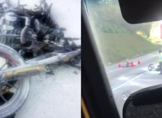 Lelaki maut, motosikal terbakar selepas langgar lori