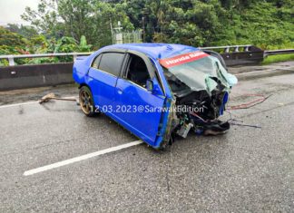 Kereta terputus dua, anggota polis maut