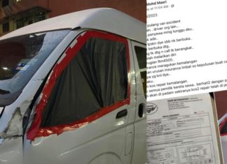 “Bagi elok, pulang van kemalangan, lepas tu lari,” pemilik tanggung kerugian RM4.5k