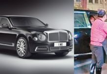 Pencuci pinggan pergi kerja naik kereta Bentley