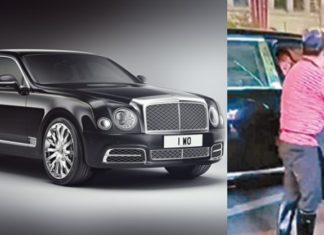 Pencuci pinggan pergi kerja naik kereta Bentley