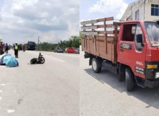 Gagal memotong, penunggang motor maut langgar tayar lori
