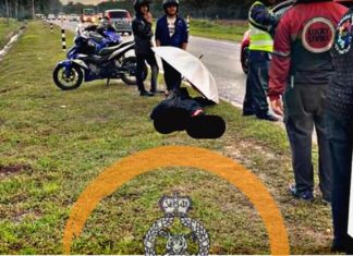 Penunggang motor maut terkena petir di Banting