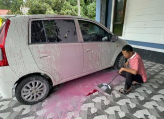 Terkejut kereta dalam garaj disimbah cecair ‘pink’