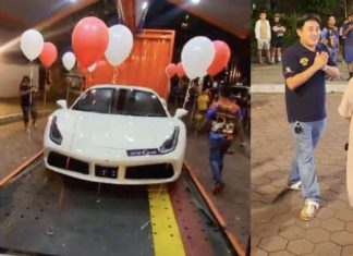 Suami beri kejutan sebuah supercar Ferrari buat isteri