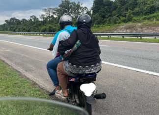Lima beranak naik Yamaha Y110SS redah perjalanan 200km dari Temerloh ke Terengganu