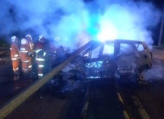Bayi rentung, Honda Jazz terbabas lalu terbakar