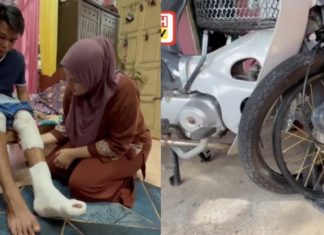 Honda C70 patah, pemuda rempuh harimau belang