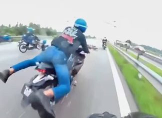 Polis tahan mat rempit buat aksi ‘Superman’ di LPT 1