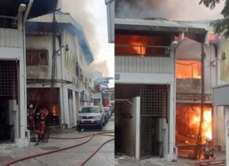 Pusat servis terbakar, lapan buah kereta musnah
