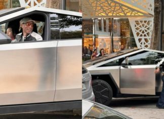 Susah nak parkir sisi, lepas 10 minit Pharell Williams tinggalkan Tesla Cybertruck