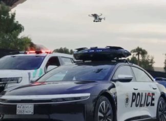 Lucid Air kereta peronda polis Arab Saudi, pertama dunia dengan dron atas bumbung