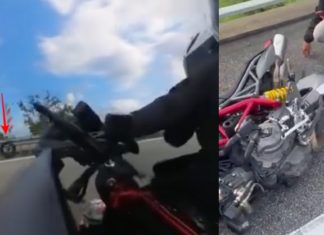 Tayar belakang tercabut, netizen puji skil rider masih boleh stabilkan Ducati Hypermotard
