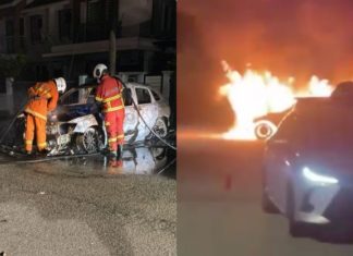 Audi terbakar di Puncak Alam, bomba masih siasat punca kejadian