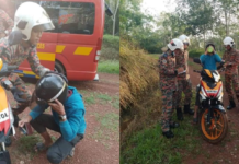 Sesat 6-jam dalam hutan, bomba temui pemuda dalam keadaan lemah dan menangis