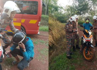 Sesat 6-jam dalam hutan, bomba temui pemuda dalam keadaan lemah dan menangis