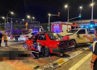 Suami isteri maut dirempuh Toyota Hilux langgar lampu isyarat merah