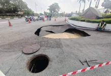 Lubang benam sedalam satu meter dikesan di Kompleks Bunga Raya KLIA
