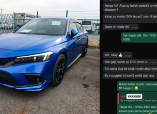 “Gaji RM1,700 tapi nak beli Honda Civic FL1, minta diskaun lagi RM63k,” penjual kereta recon