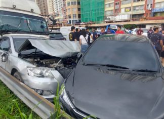 Pemandu lori rempuh 11 kereta dan sebuah motosikal di MRR2