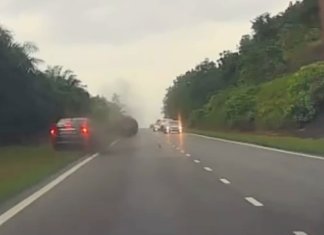 Video: Detik cemas Honda City dihentam tayar treler tercabut