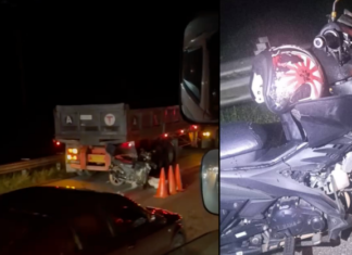 Penunggang motosikal maut rempuh belakang lori
