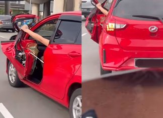 Pemandu tenang pandu Perodua Myi walau pintu remuk