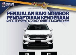 JPJ jual baki nombor plat FB, FC, FD, FE dan MALAYSIA
