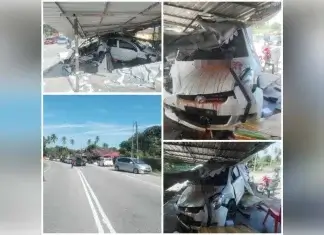 Warga emas pesara polis cedera, Myvi dipandu rempuh warung