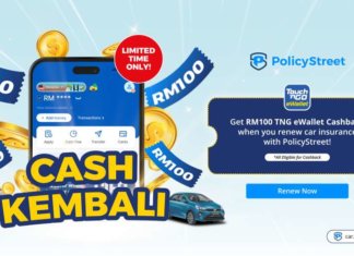 PolicyStreet tawar kredit TnG eWallet RM100 setiap pembaharuan insurans kereta