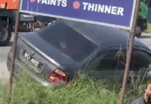 Budak 11 tahun pandu Proton Saga, terbabas masuk longkang